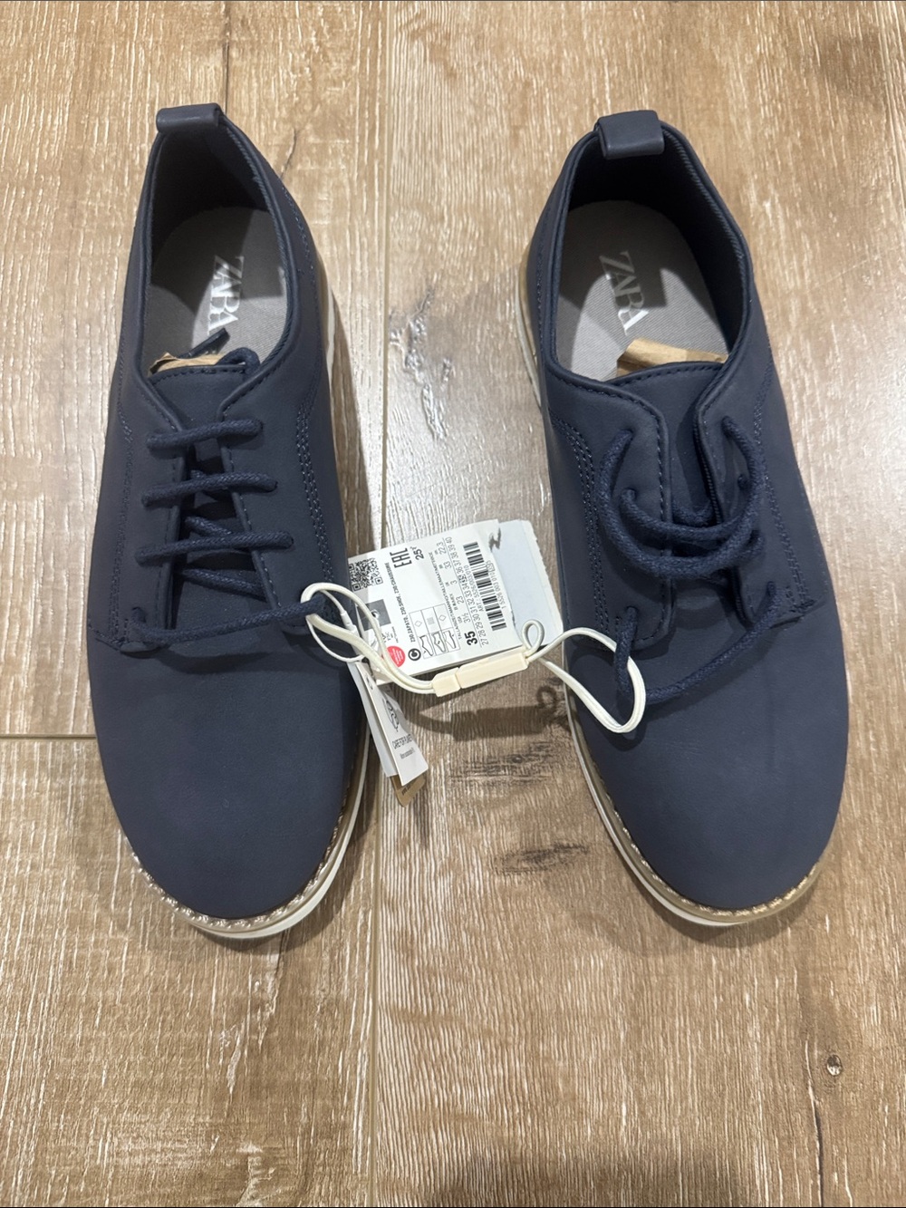 ZARA Men Navy Lace-Up Derby Shoes